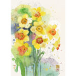 Carte collage Fleurs jaunes. Découvrez les plus belles cartes de souhaits à boutique cadeau Couleur Bonheur de Lac-Mégantic.